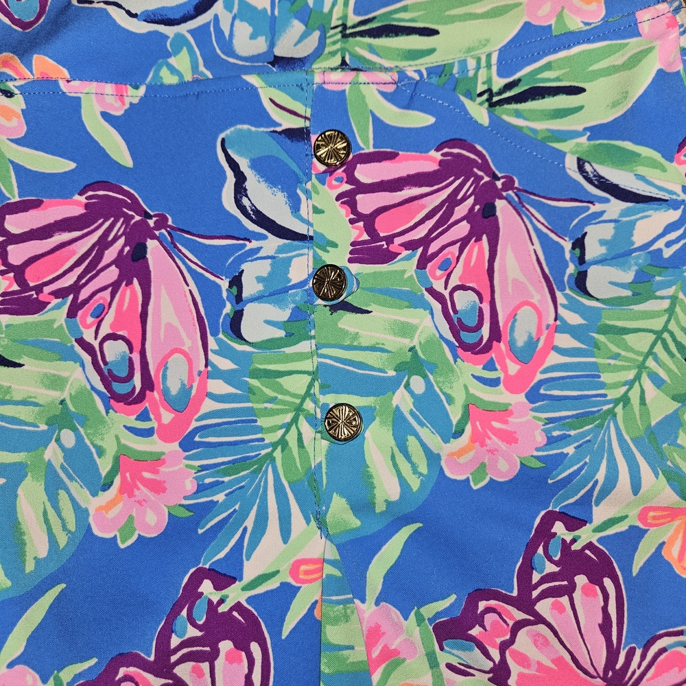 Lilly Pulitzer Luxletic Blue Floral Mini Skirt With Built-In Shorts - Picture 2 of 4